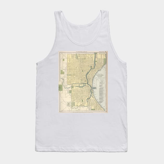 Vintage Map of Milwaukee Wisconsin (1891) Tank Top by Bravuramedia